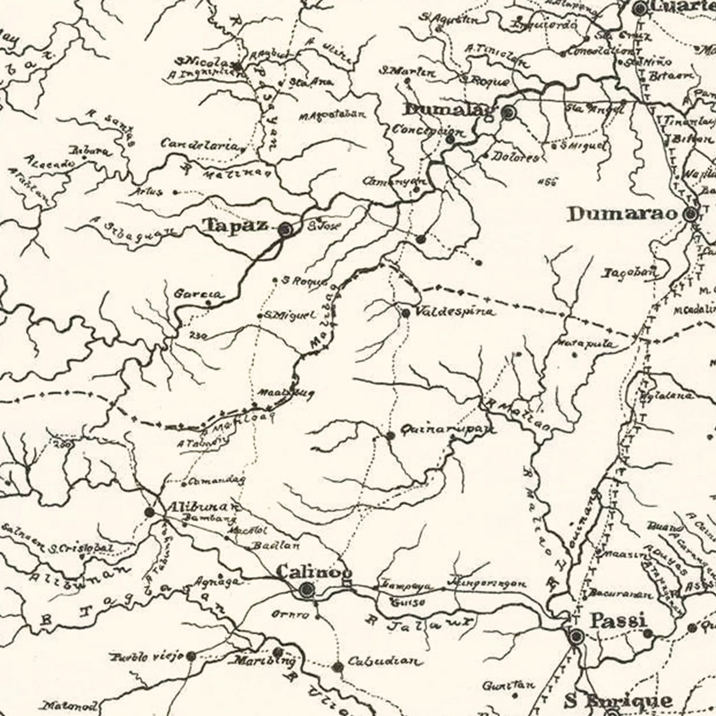 Vintage Map of Panay Island, Philippines, 1900