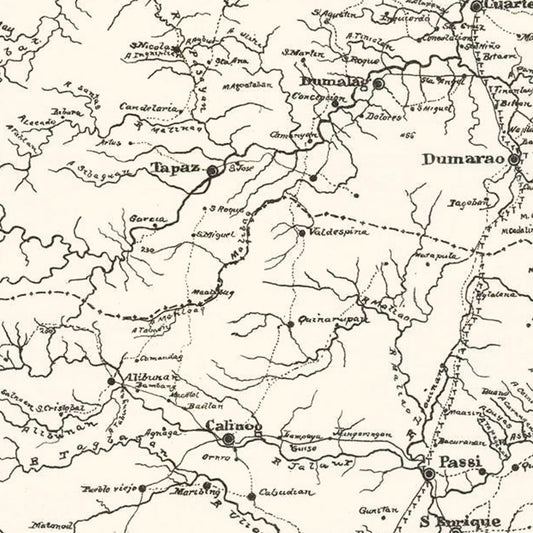 Vintage Map of Panay Island, Philippines, 1900