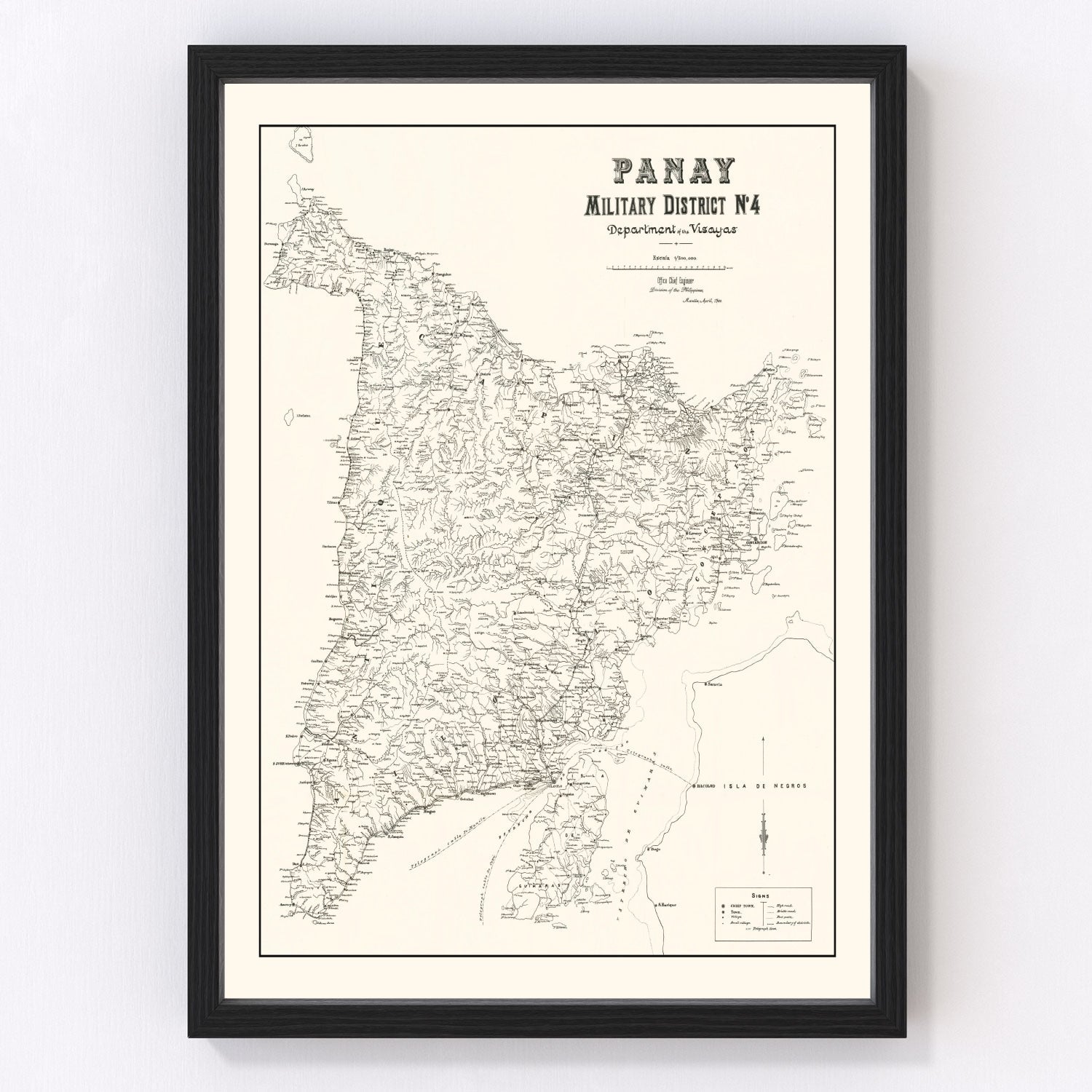 vintage map of Panay Island, Philippines, 1900