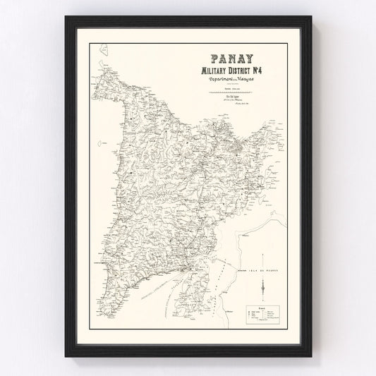 vintage map of Panay Island, Philippines, 1900