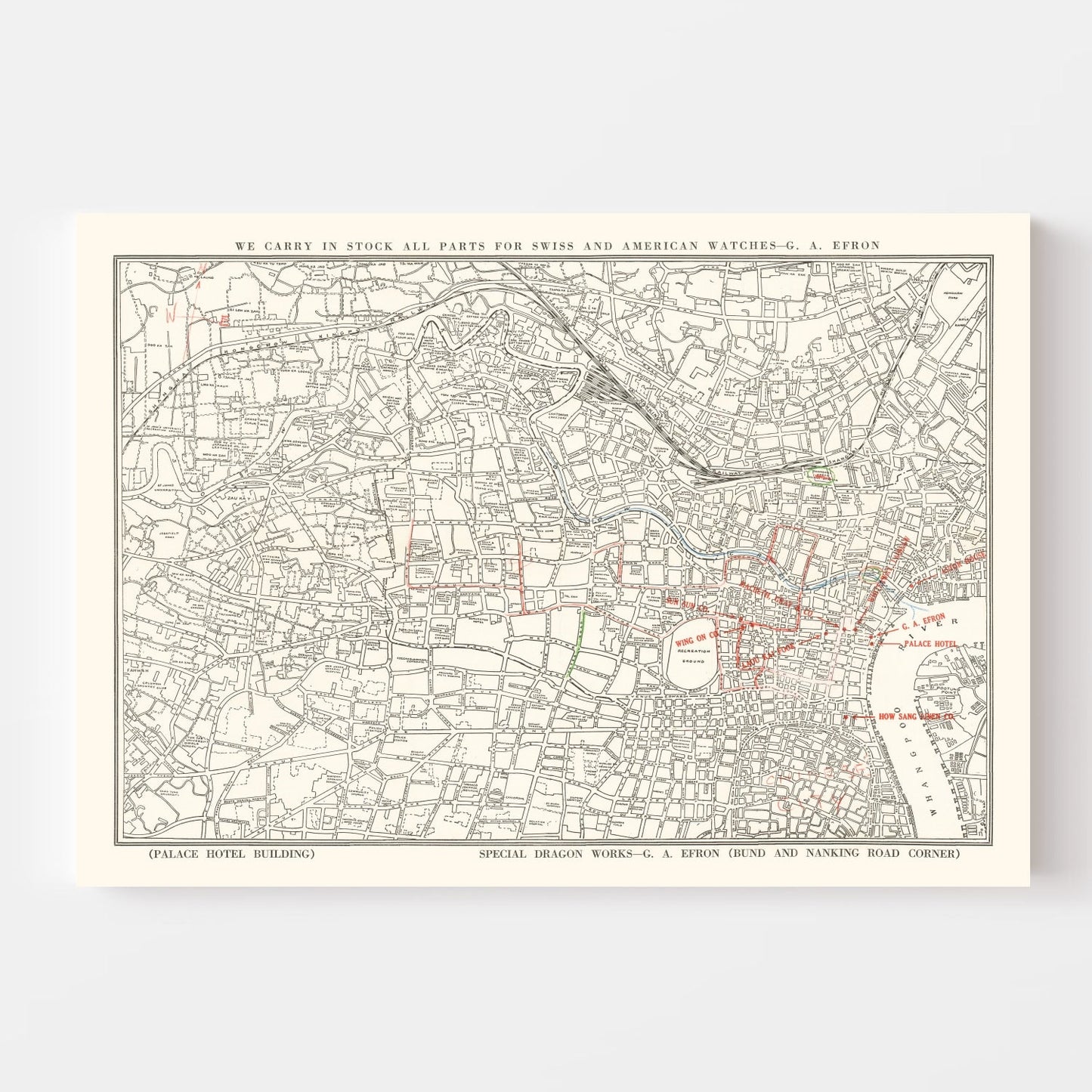 Vintage Map of Shanghai, China, 1938