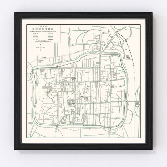 Vintage map of Suzhou, China, 1921