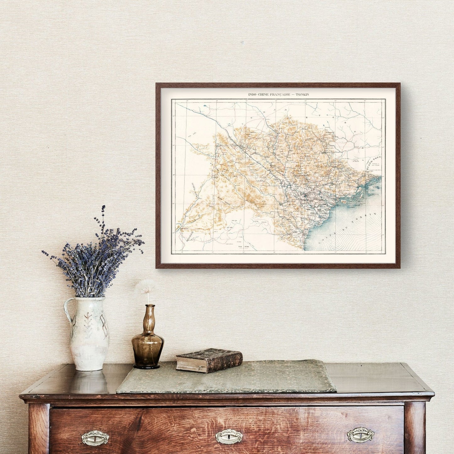 Vintage Map of Tonkin, Vietnam, 1889