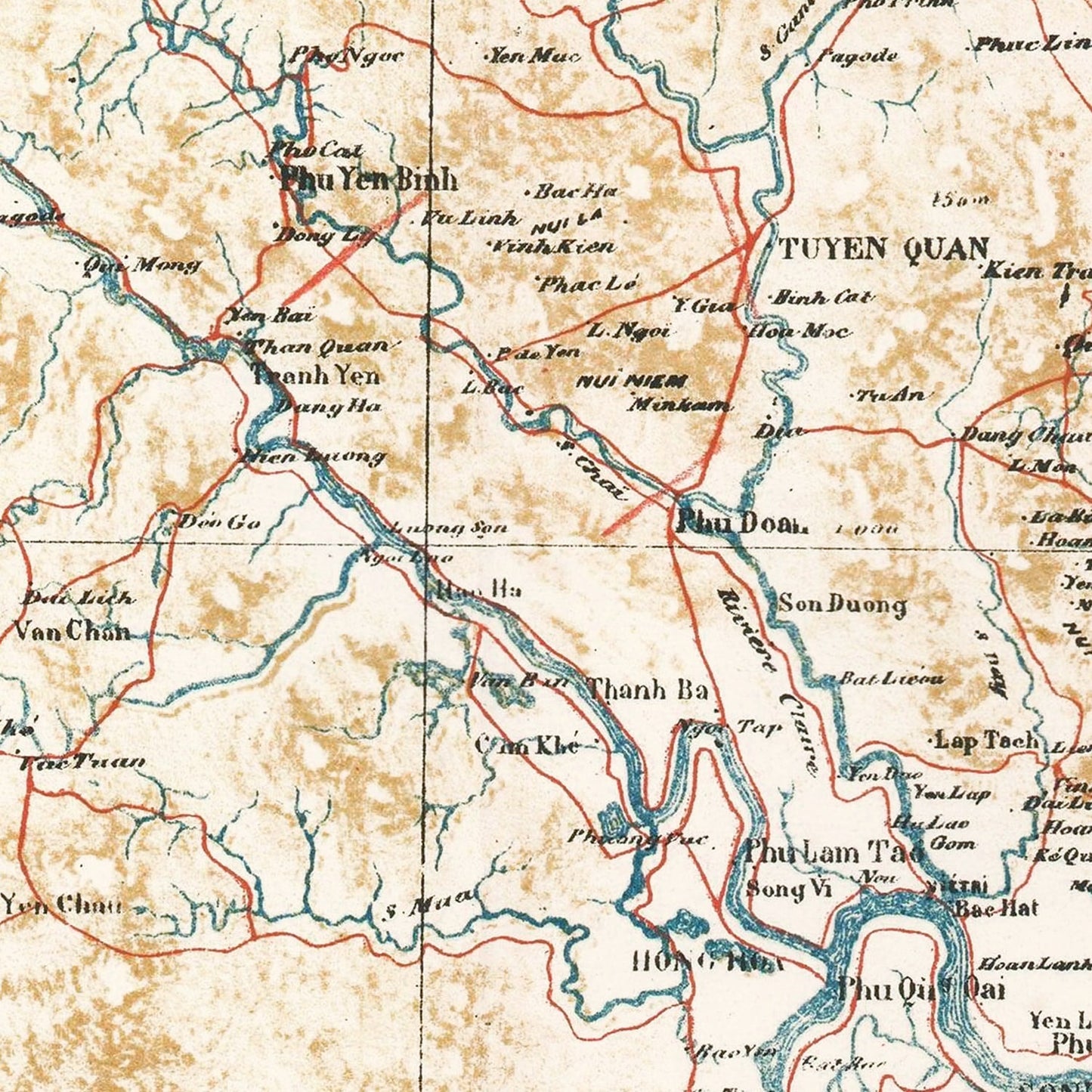 Vintage Map of Tonkin, Vietnam, 1889