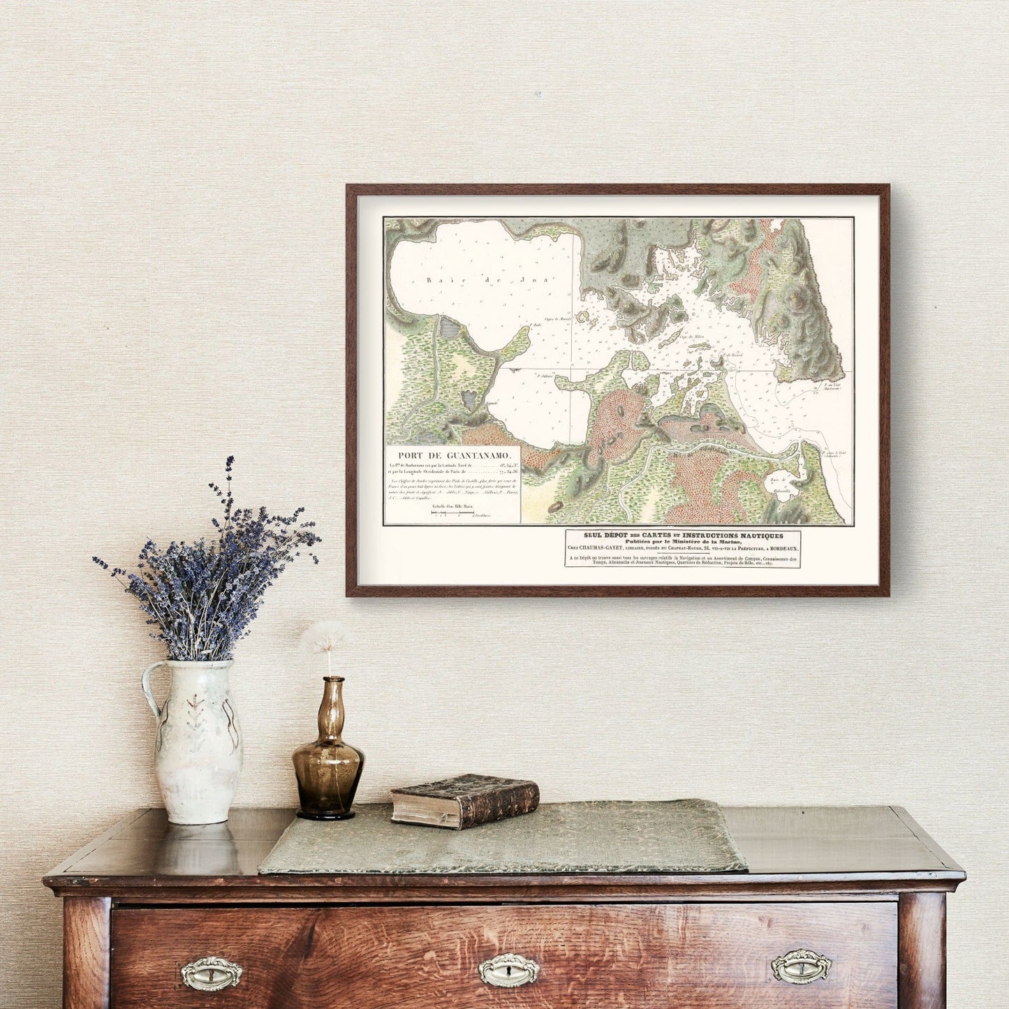 Vintage Guantanamo Bay, Cuba Map, 1830