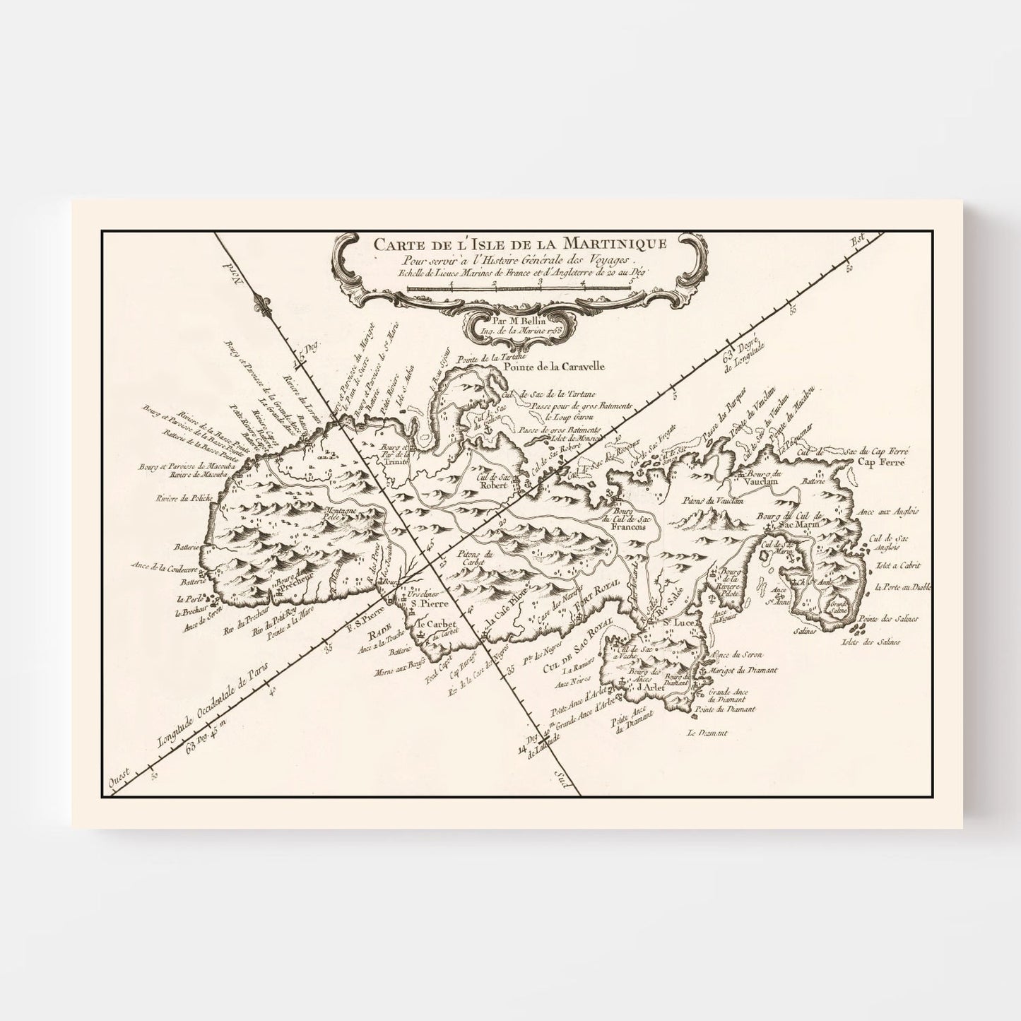 Vintage Map of Martinique, 1780