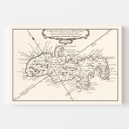 Vintage Map of Martinique, 1780