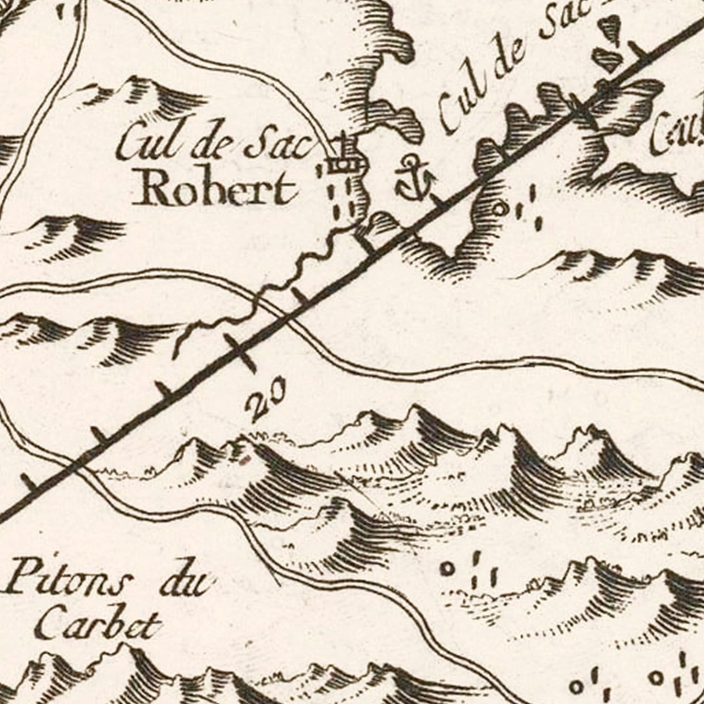 Vintage Map of Martinique, 1780