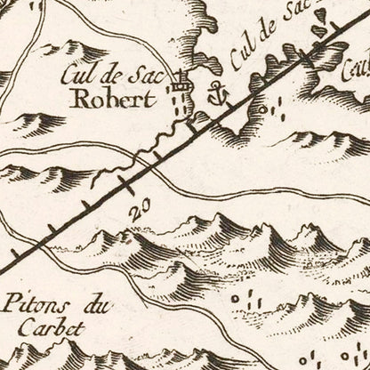 Vintage Map of Martinique, 1780