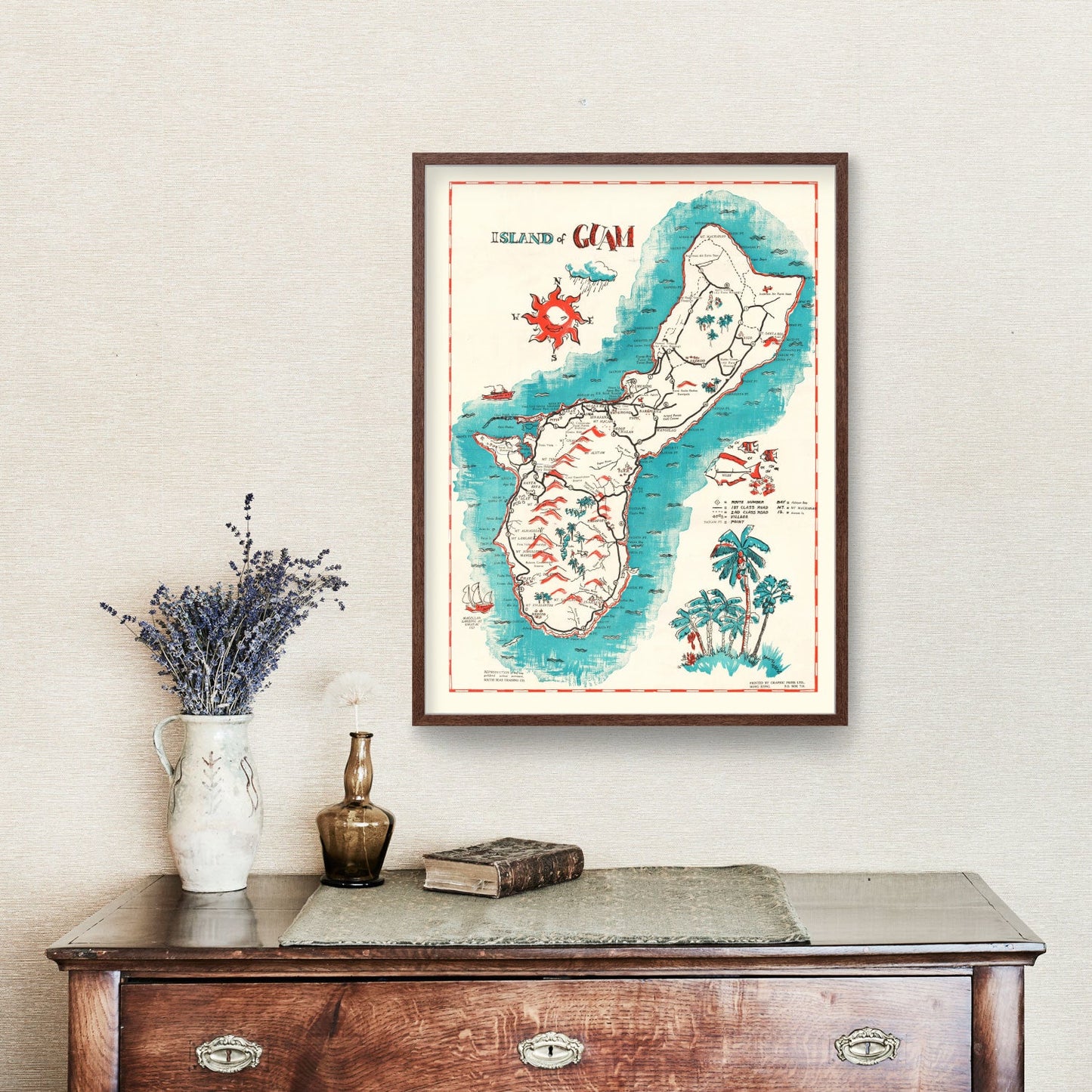 Vintage Guam Map, 1955