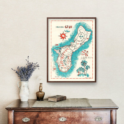Vintage Guam Map, 1955