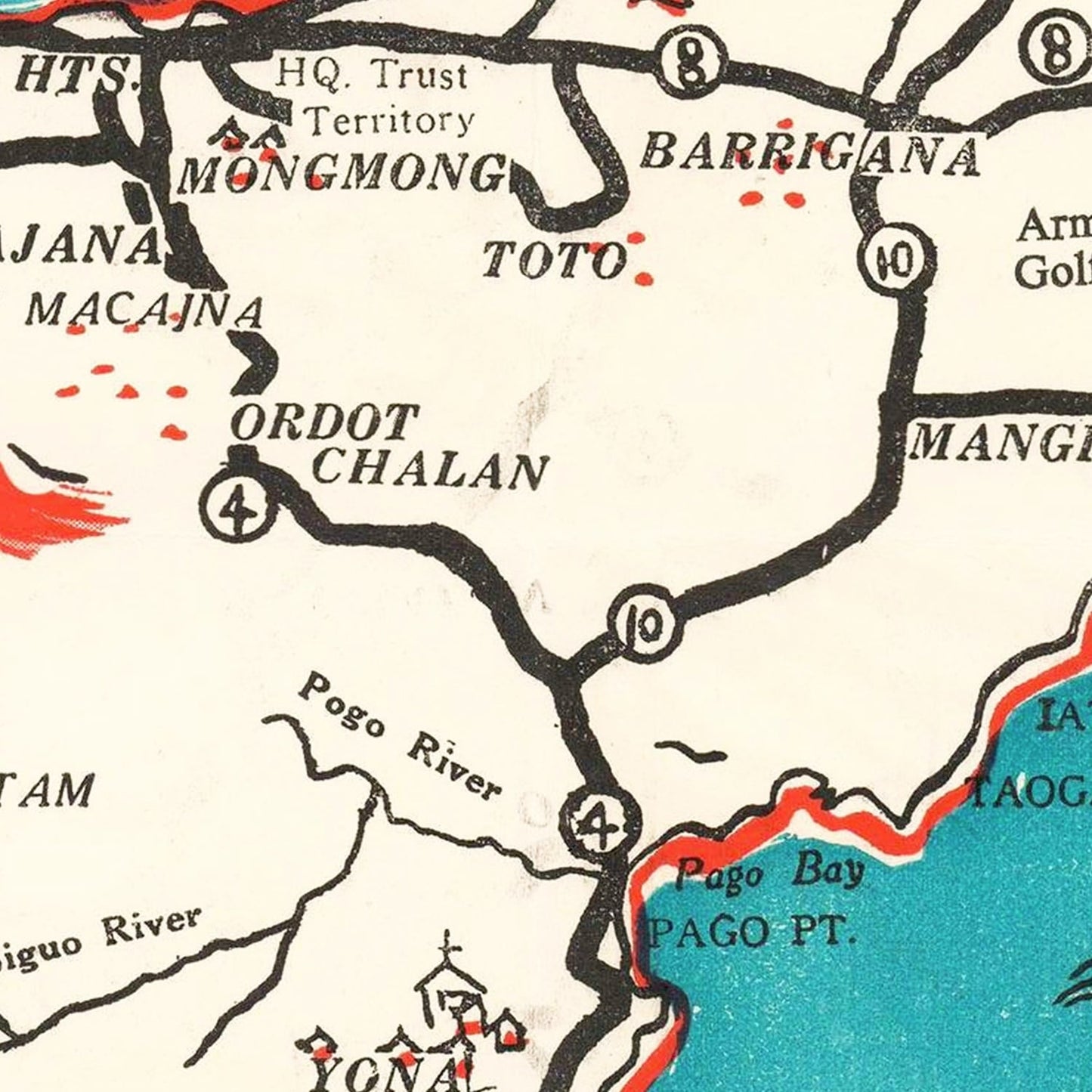 Vintage Guam Map, 1955