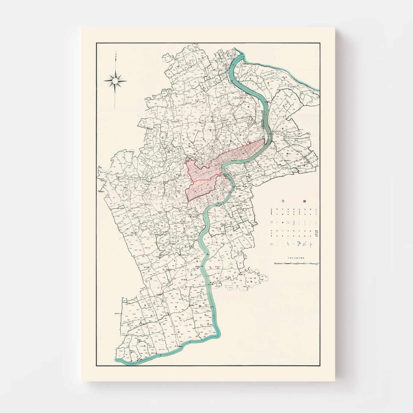 Vintage Map of Shanghai, China, 1932 II