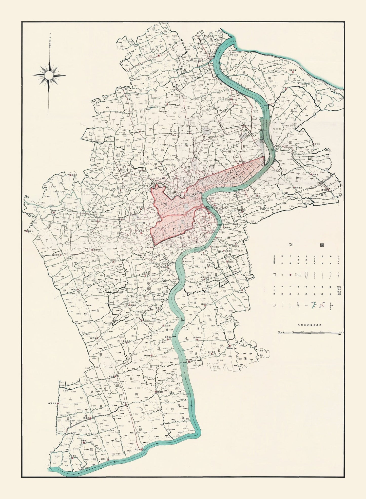 Vintage Map of Shanghai, China, 1932 II