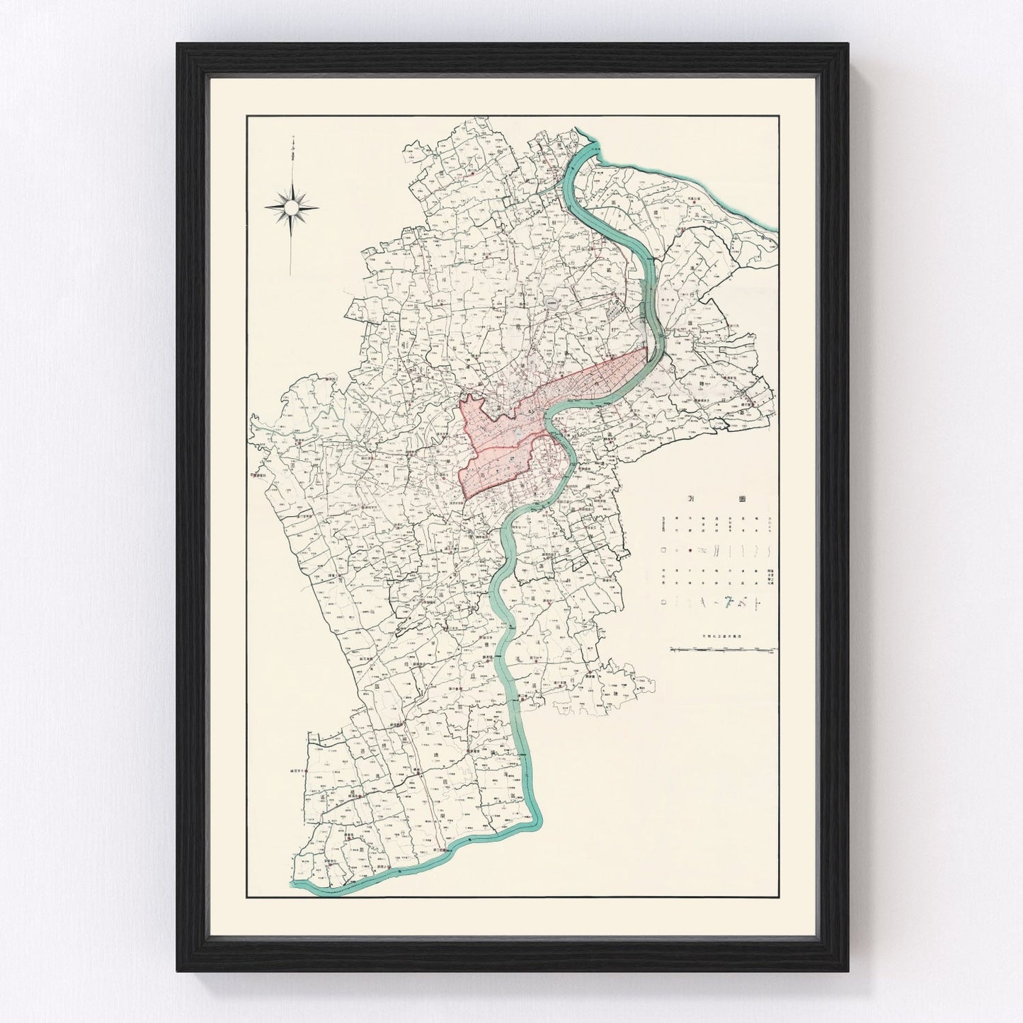 Vintage map of Shanghai, China, 1932