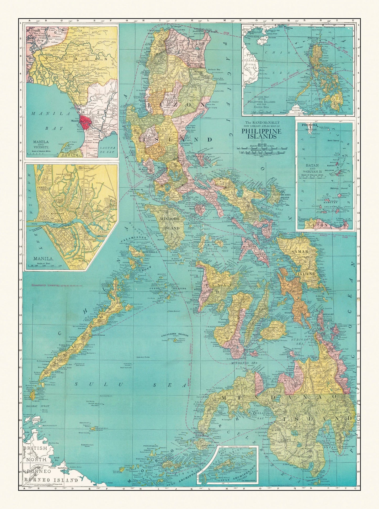 Vintage Map of the Philippines, 1913