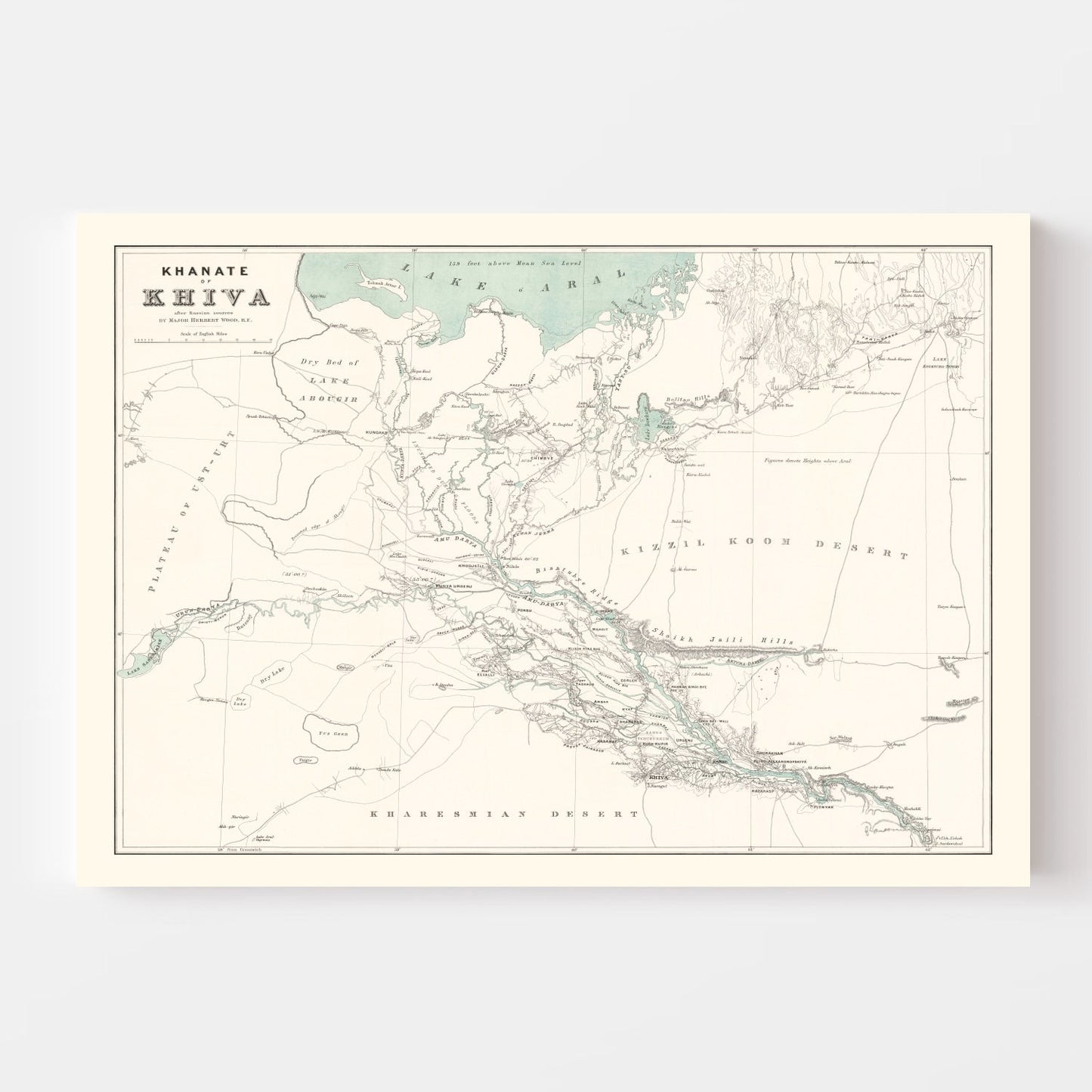Vintage Map of Khiva, Uzbekistan, 1875
