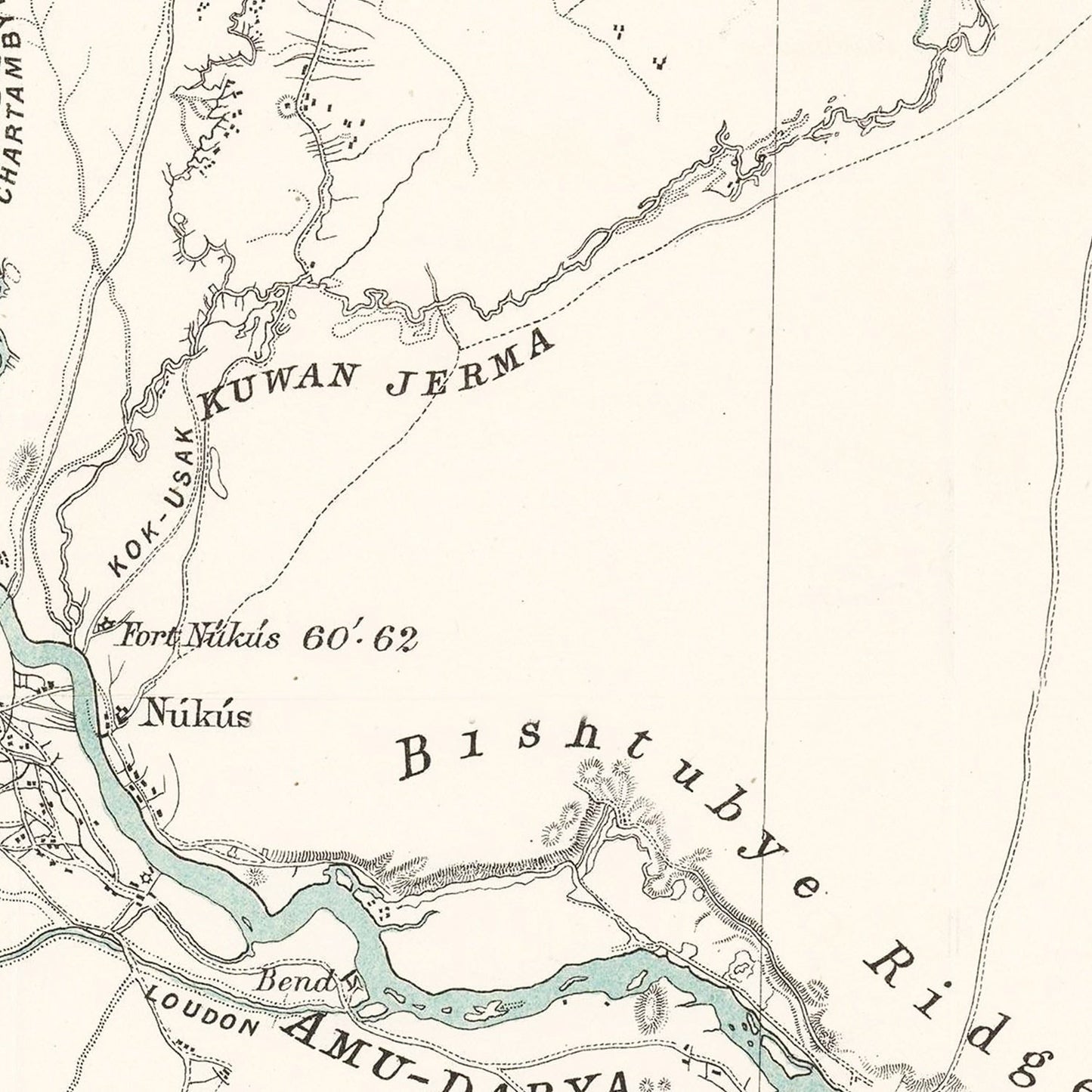 Vintage Map of Khiva, Uzbekistan, 1875