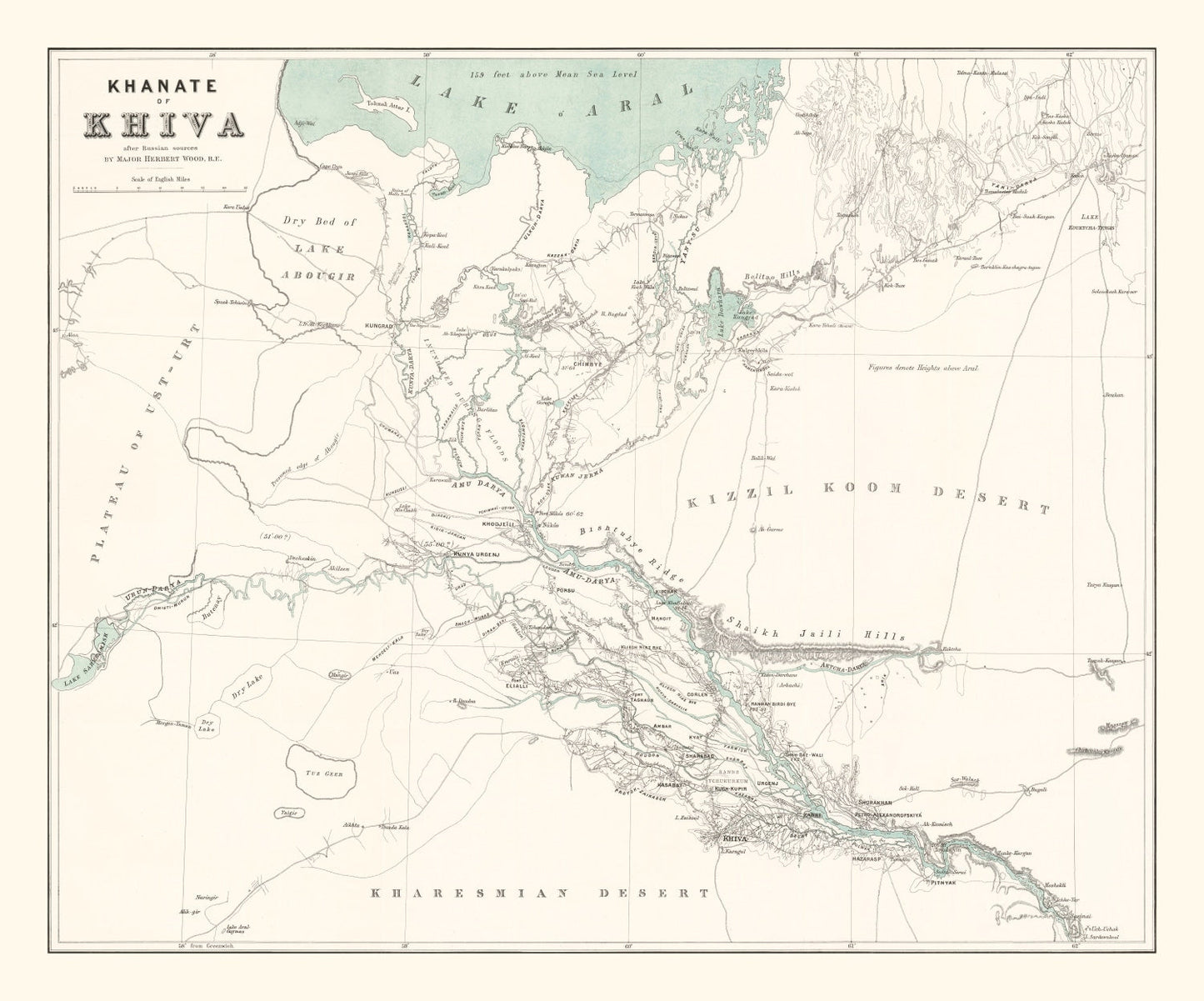 Vintage Map of Khiva, Uzbekistan, 1875
