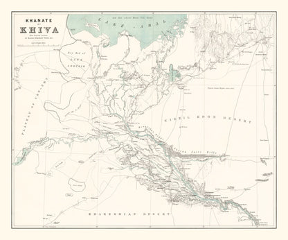 Vintage Map of Khiva, Uzbekistan, 1875