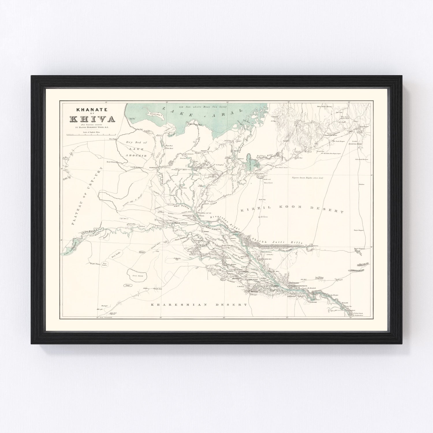 vintage map of Khiva, Uzbekistan, 1875