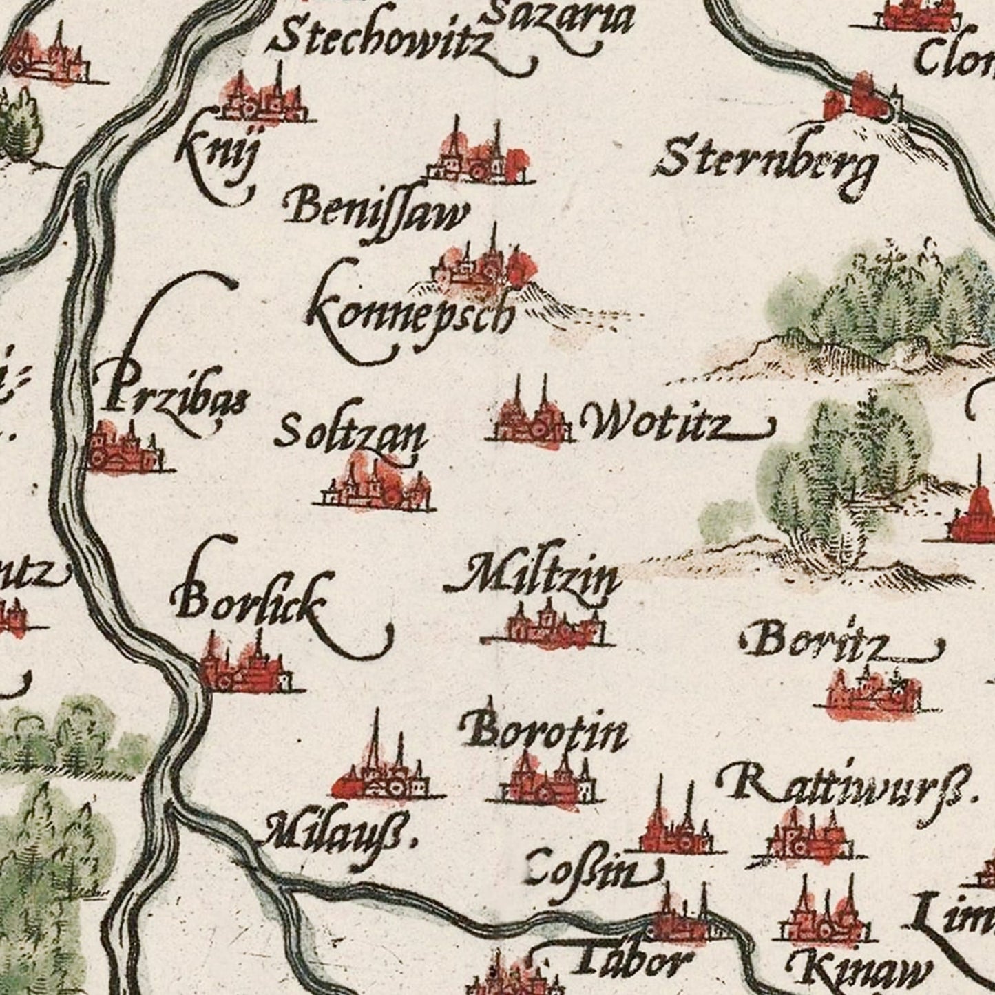 Vintage Map of Bohemia, 1587