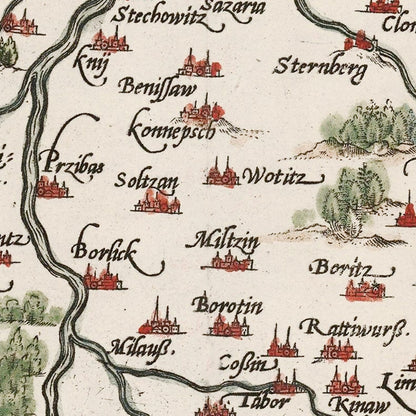 Vintage Map of Bohemia, 1587