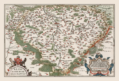 Vintage Map of Bohemia, 1587