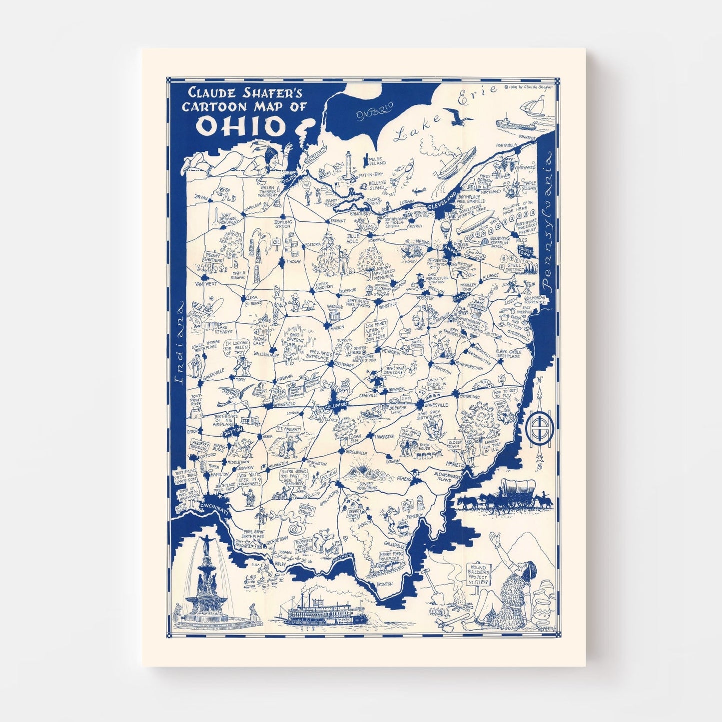 Vintage Map of Ohio, 1939