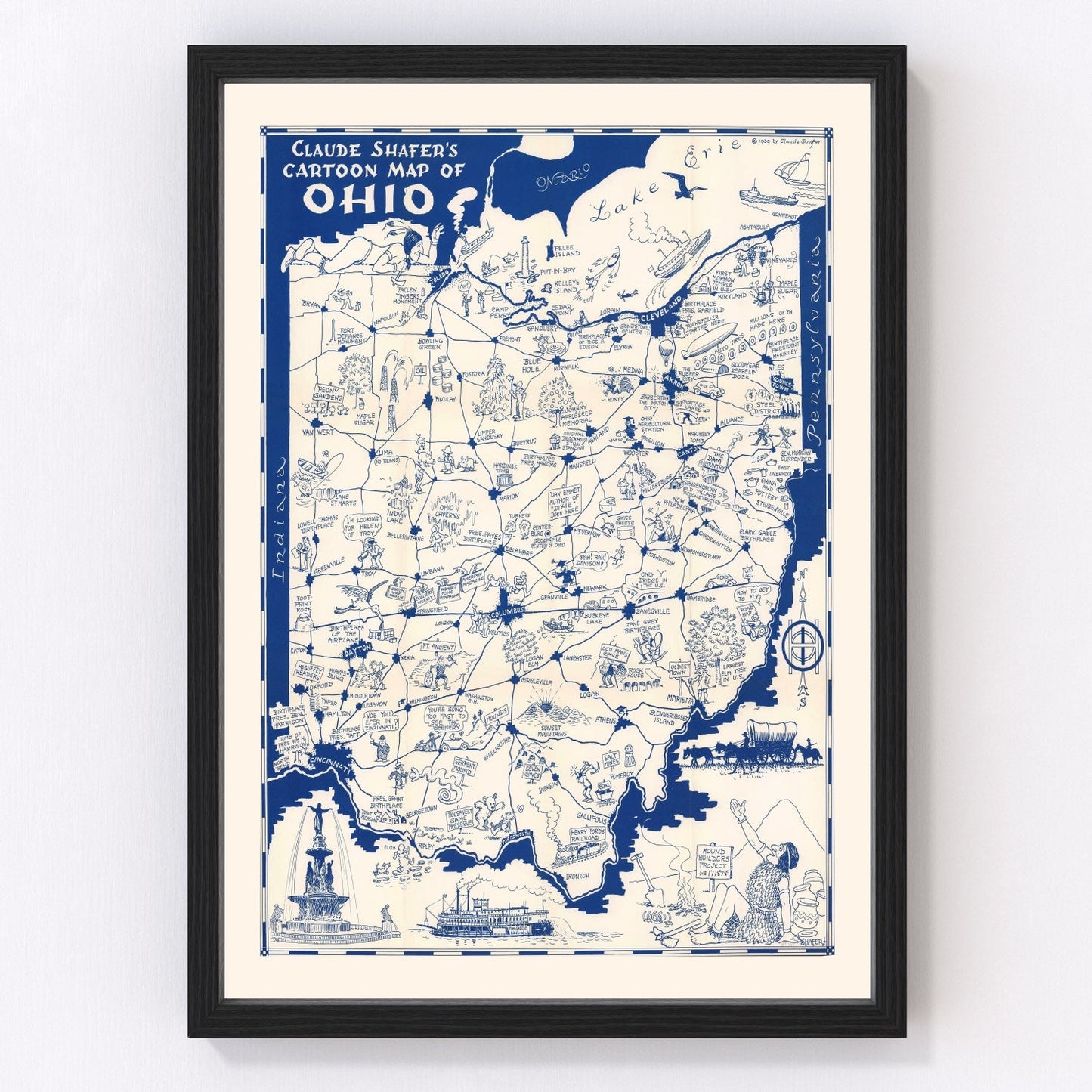 Vintage map of Ohio, 1939