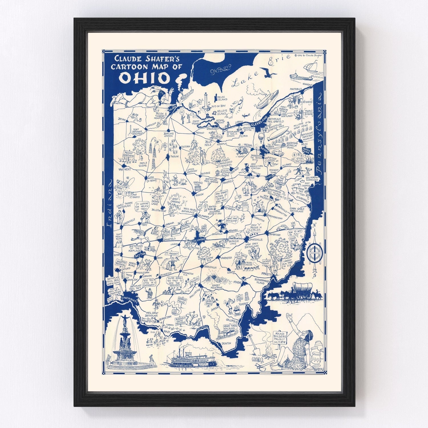 Vintage map of Ohio, 1939