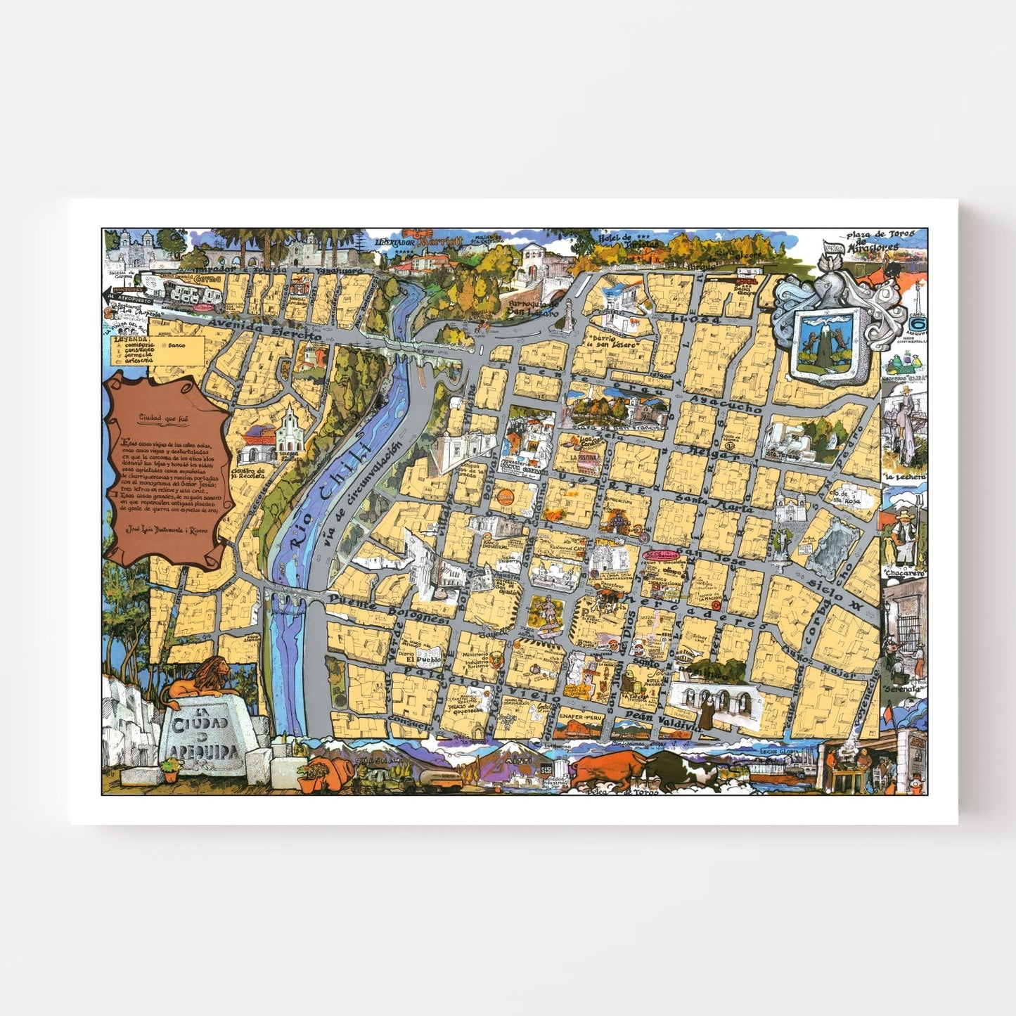 Vintage Map of Arequipa, Peru, 1975