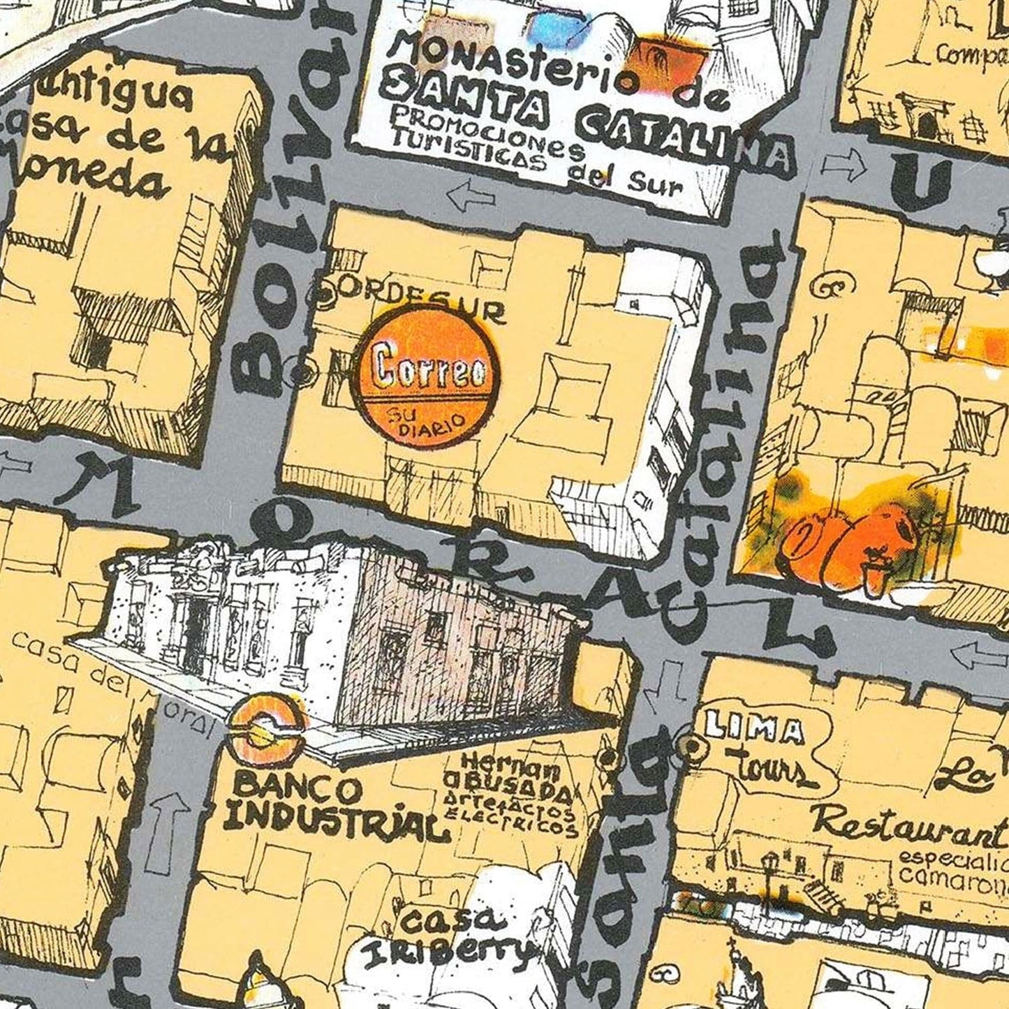 Vintage Map of Arequipa, Peru, 1975