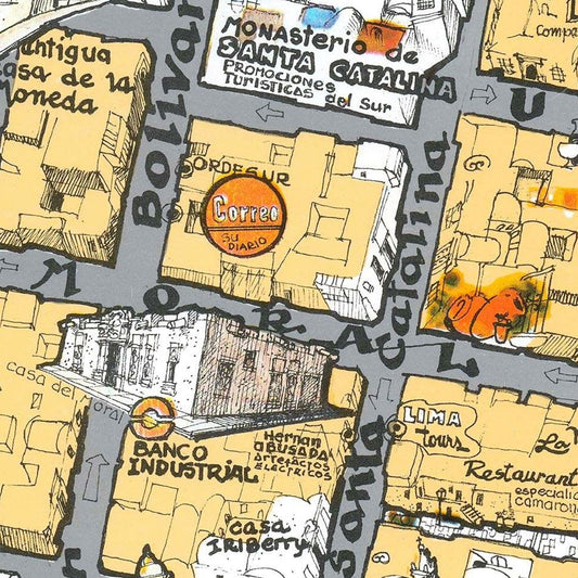 Vintage Map of Arequipa, Peru, 1975
