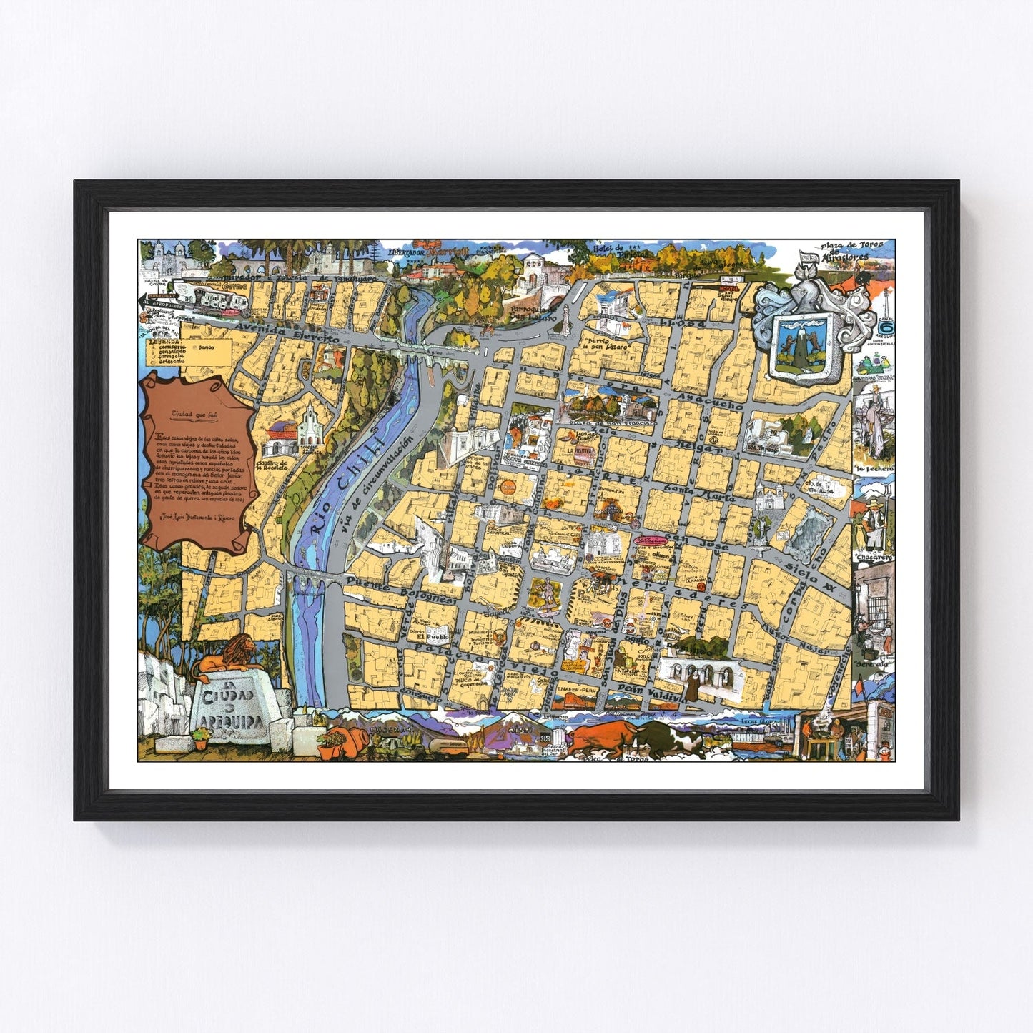 vintage map of Arequipa, Peru, 1975