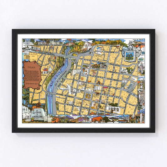 vintage map of Arequipa, Peru, 1975