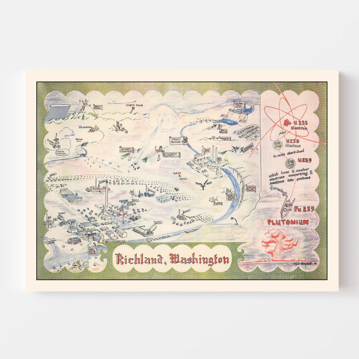 Vintage Map of Richland, Washington, 1946