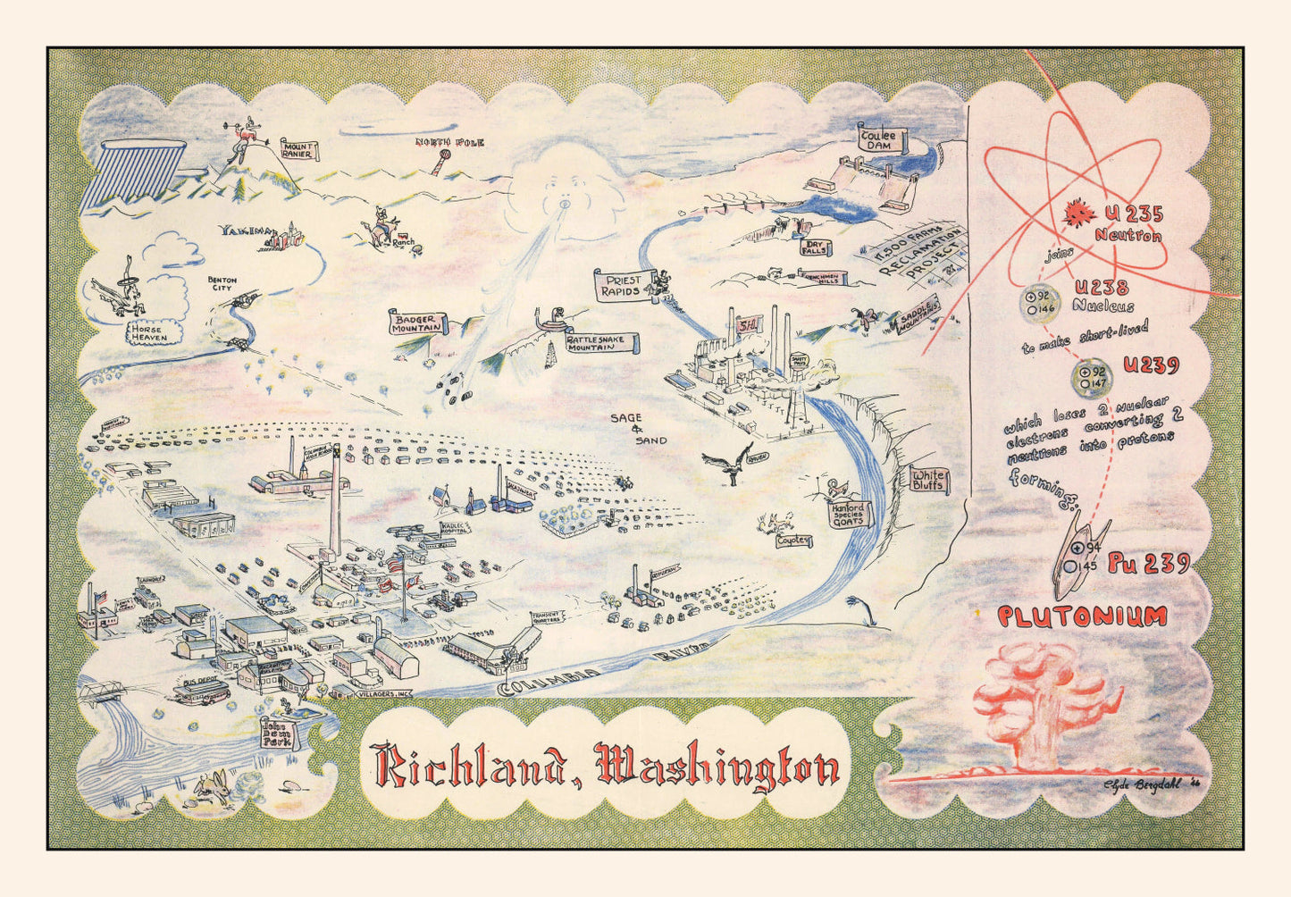 Vintage Map of Richland, Washington, 1946