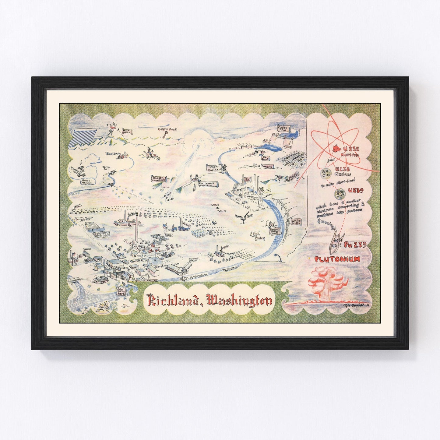 Vintage map of Richland, Washington, 1946