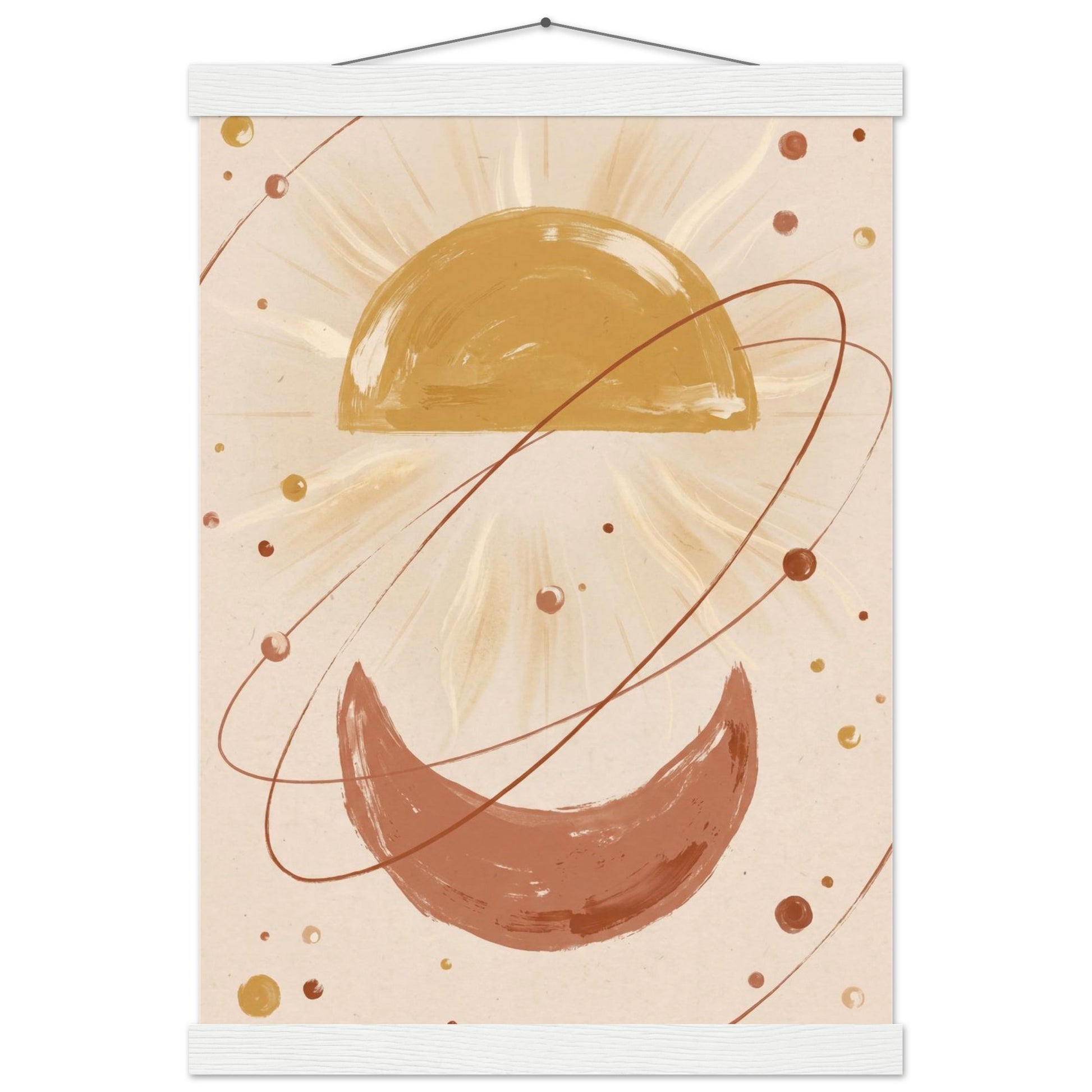 Golden Arc Celestial Boho Wall Art - A3 (29.7 x 42 cm) / Museum-Quality Matte Paper Poster with Hanger - White wall hanger - Sparkycare