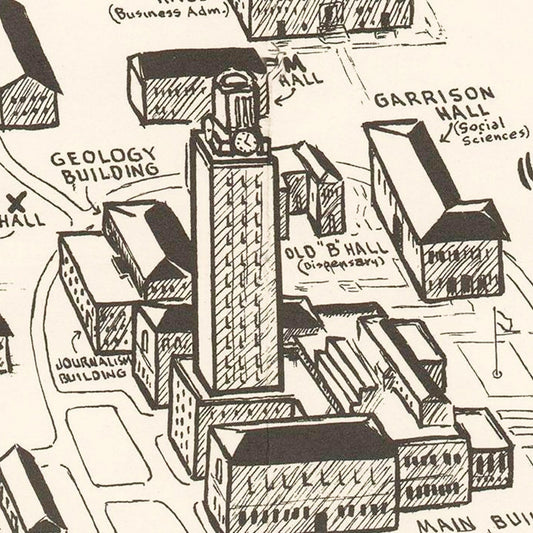 Vintage University of Texas Austin Map, 1945