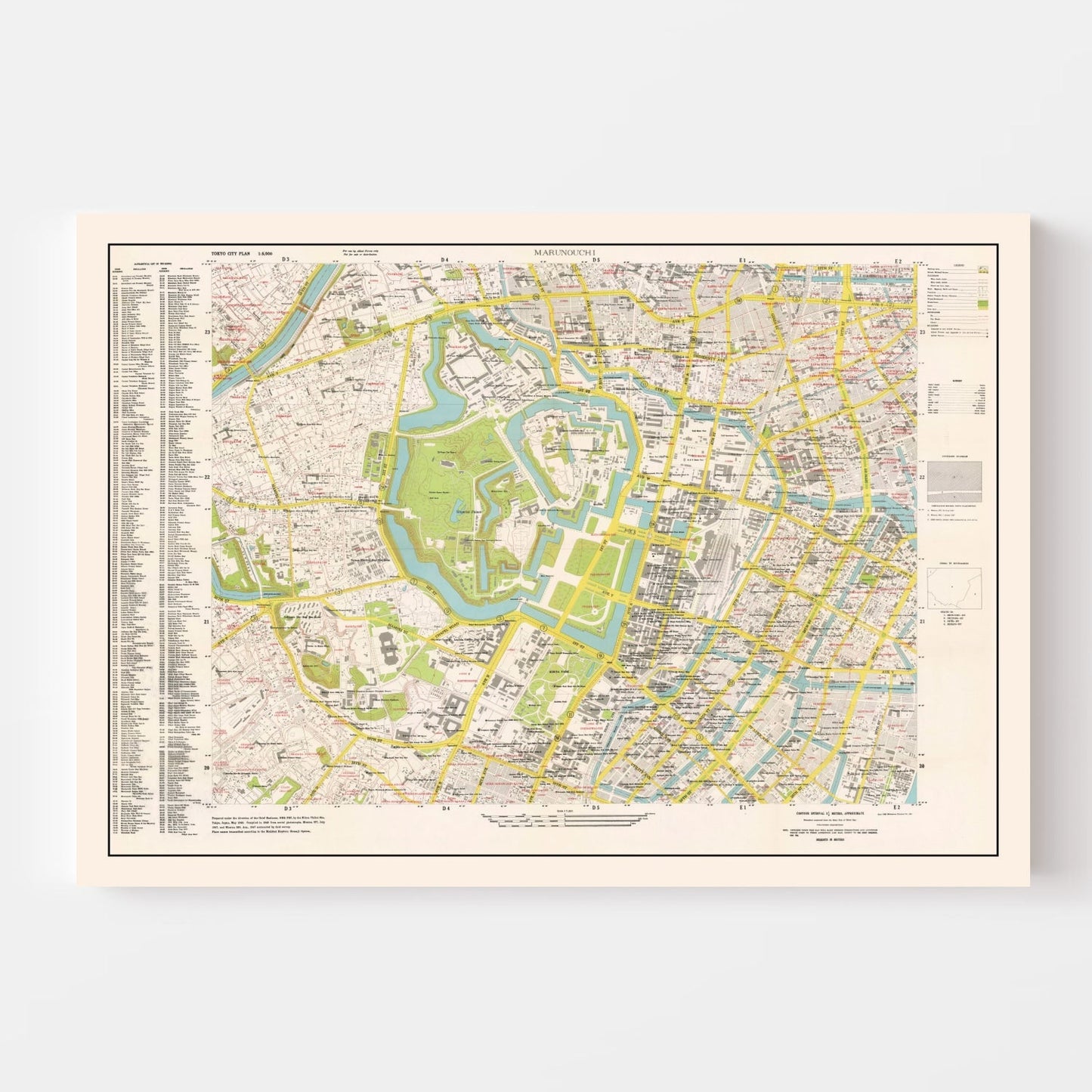 Vintage Map of Marunouchi District, Tokyo, 1948