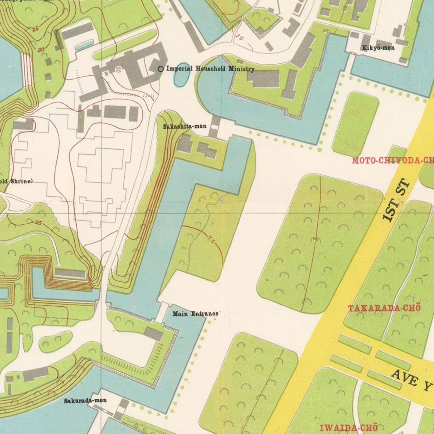 Vintage Map of Marunouchi District, Tokyo, 1948