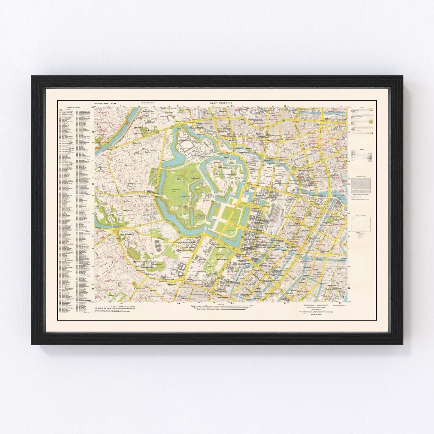 Vintage map of Marunouchi District, Tokyo, 1948