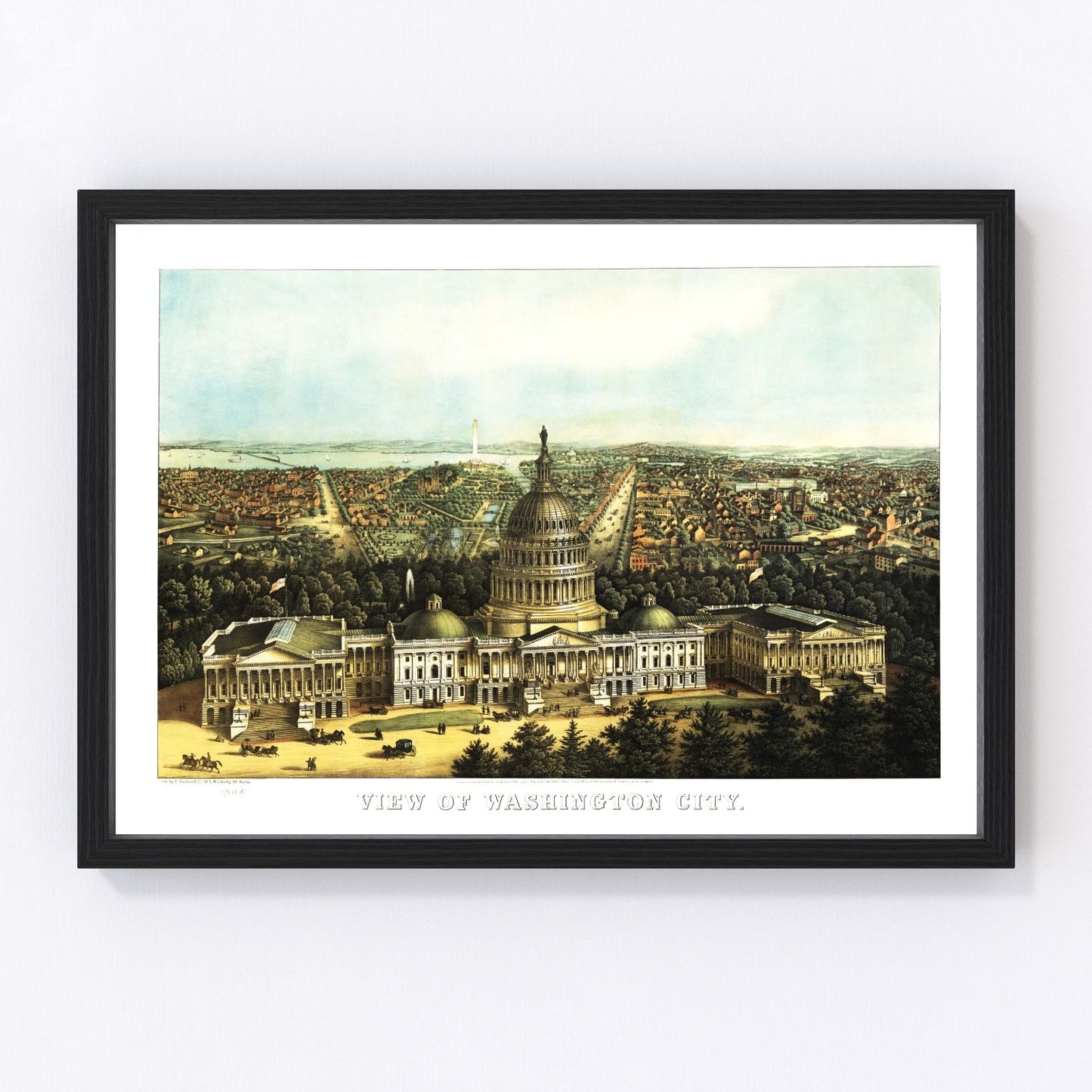 Vintage map of Washington, DC, 1871, post-Civil War Reconstruction era capital