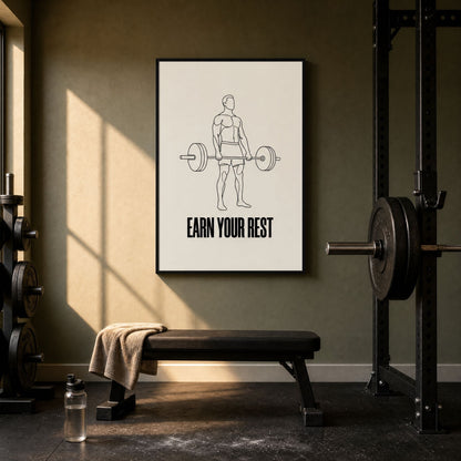 Barbell Wall Art for Home Gym - Framed Minimalist Deadlift Print