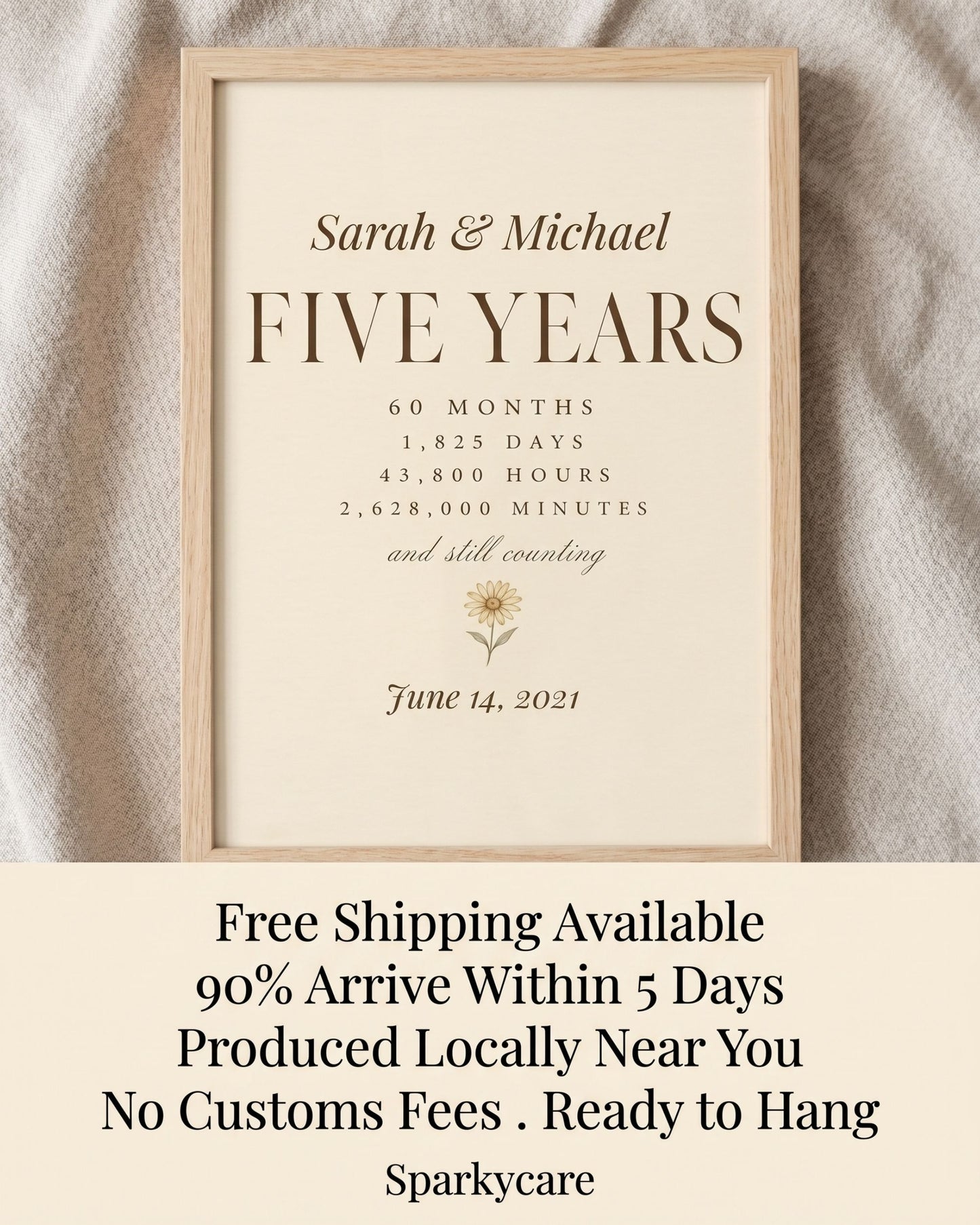 Personalized 5 Year Anniversary Print