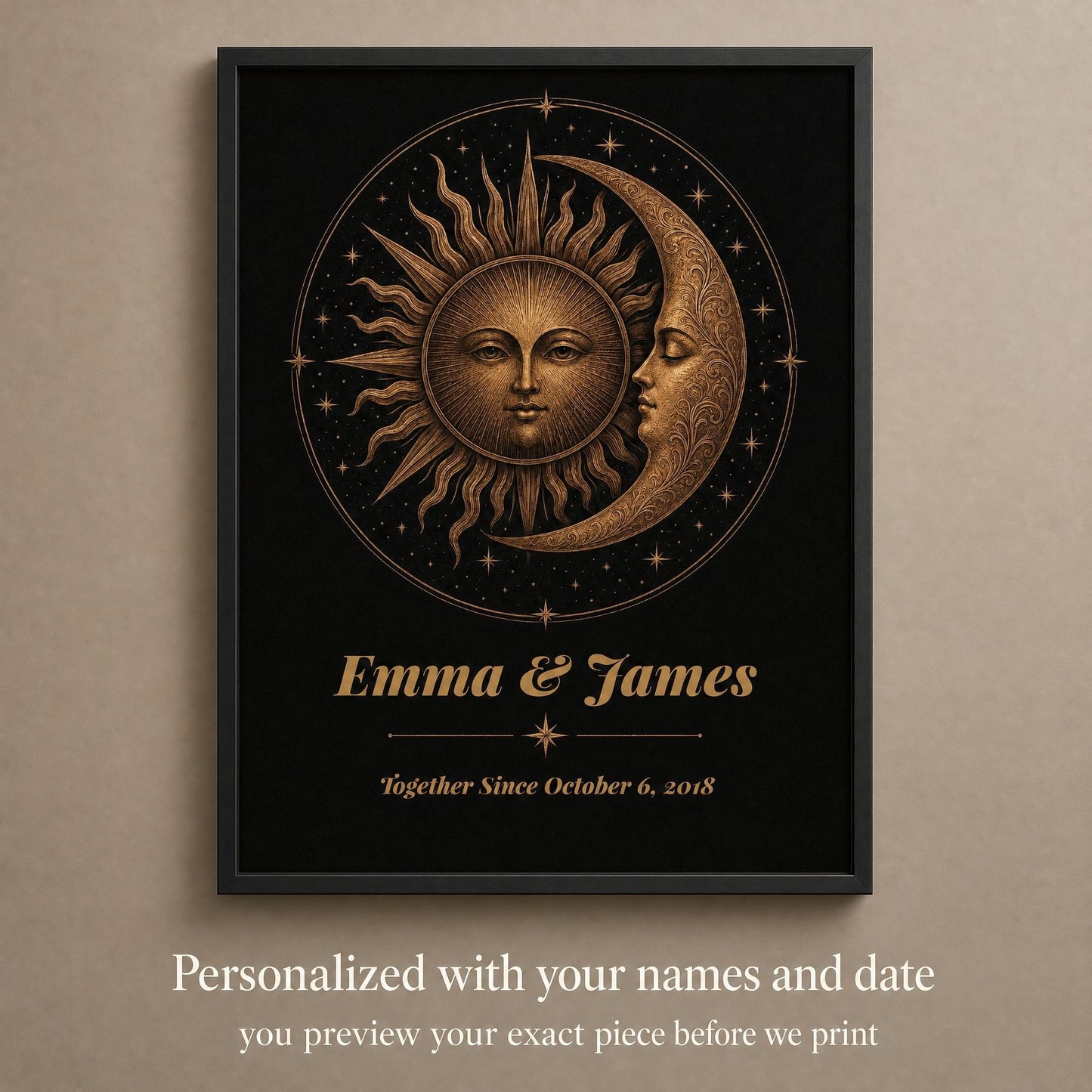 Personalized Sun & Moon Bronze Anniversary Print