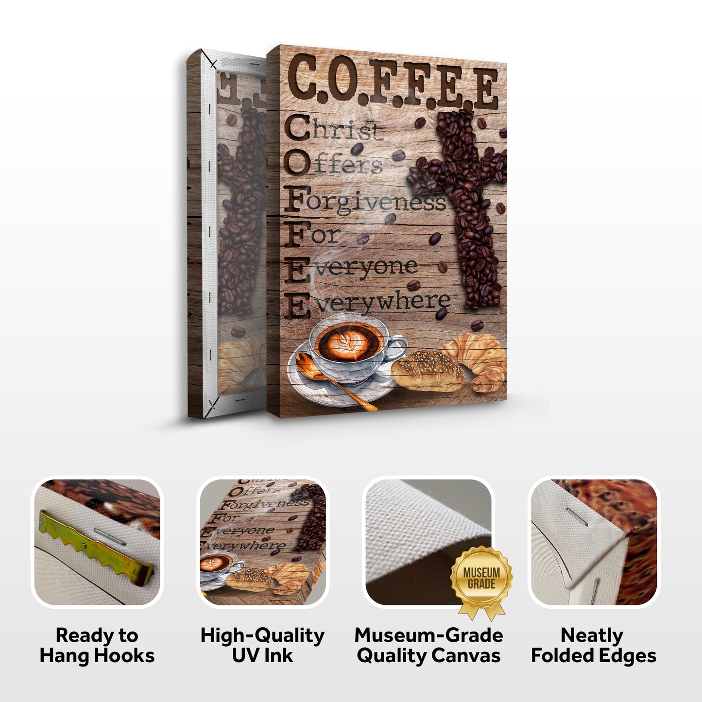 Christ and Coffee III Faith Sign Canvas Wall Art