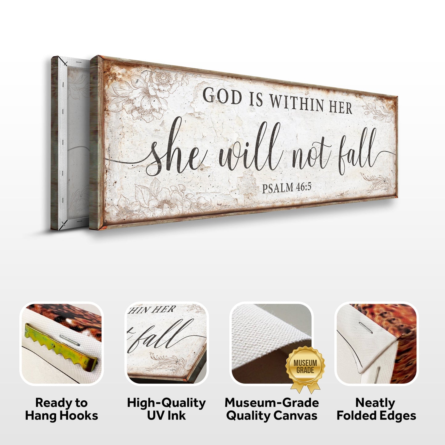 God Is Within Her Psalm 46:5 Faith Canvas Sign
